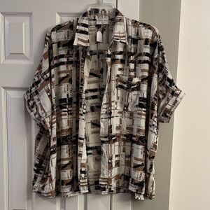 Abstract Patterned Button-Up Shirt